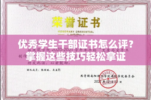 全国优秀学生干部证书怎么评?掌握这些技巧轻松拿证
